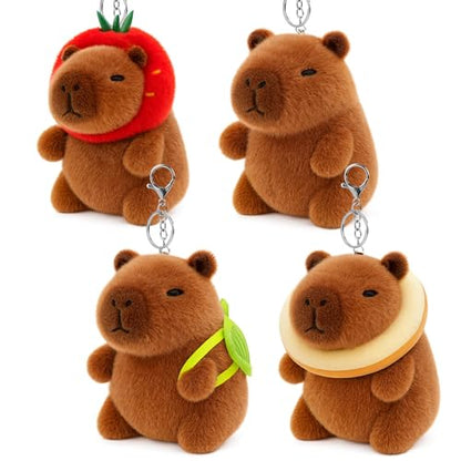 4 Pack Capybara Plush Keychain Cute Bag Charms for Kids