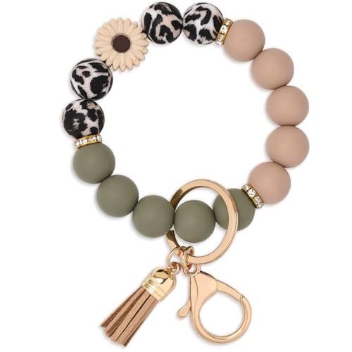 Silicone Beaded Keychain Wristlet for Women