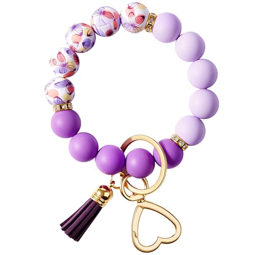 Silicone Bead Keychain Wristlet for Women