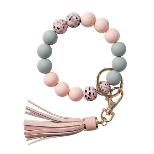 Women’s Silicone Beaded Keychain Wristlet Bangle
