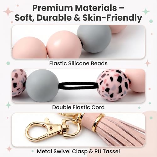 Women’s Silicone Beaded Keychain Wristlet Bangle