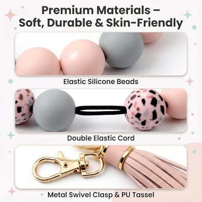 Women’s Silicone Beaded Keychain Wristlet Bangle