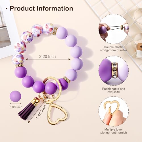 Silicone Bead Keychain Wristlet for Women