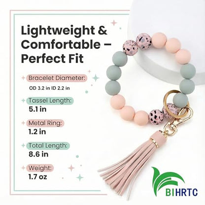 Women’s Silicone Beaded Keychain Wristlet Bangle