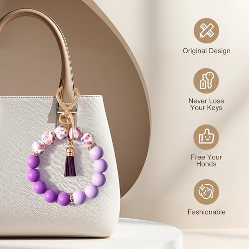 Silicone Bead Keychain Wristlet for Women