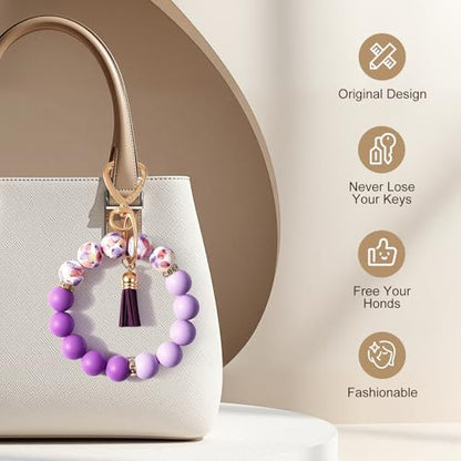 Silicone Bead Keychain Wristlet for Women