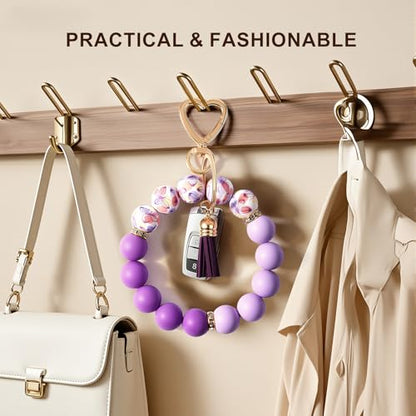 Silicone Bead Keychain Wristlet for Women
