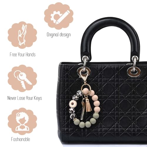 Silicone Beaded Keychain Wristlet for Women