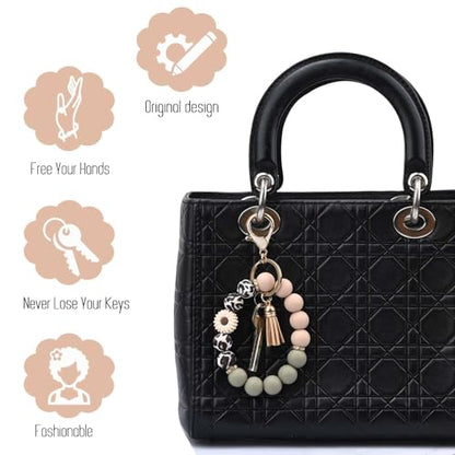 Silicone Beaded Keychain Wristlet for Women
