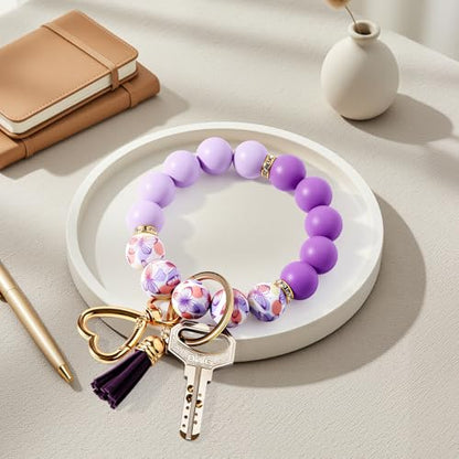 Silicone Bead Keychain Wristlet for Women