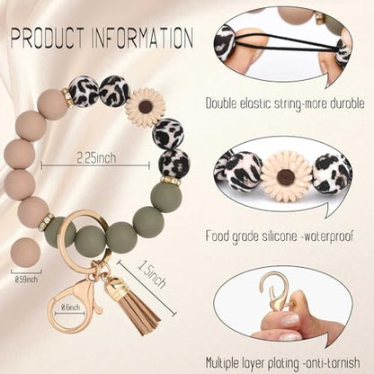 Silicone Beaded Keychain Wristlet for Women