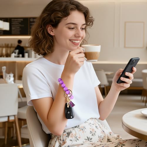Silicone Bead Keychain Wristlet for Women
