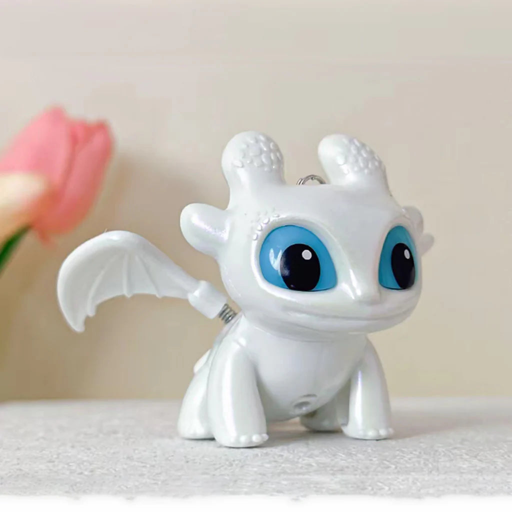 Light-Up Night Fury Dragon Keychain (White)